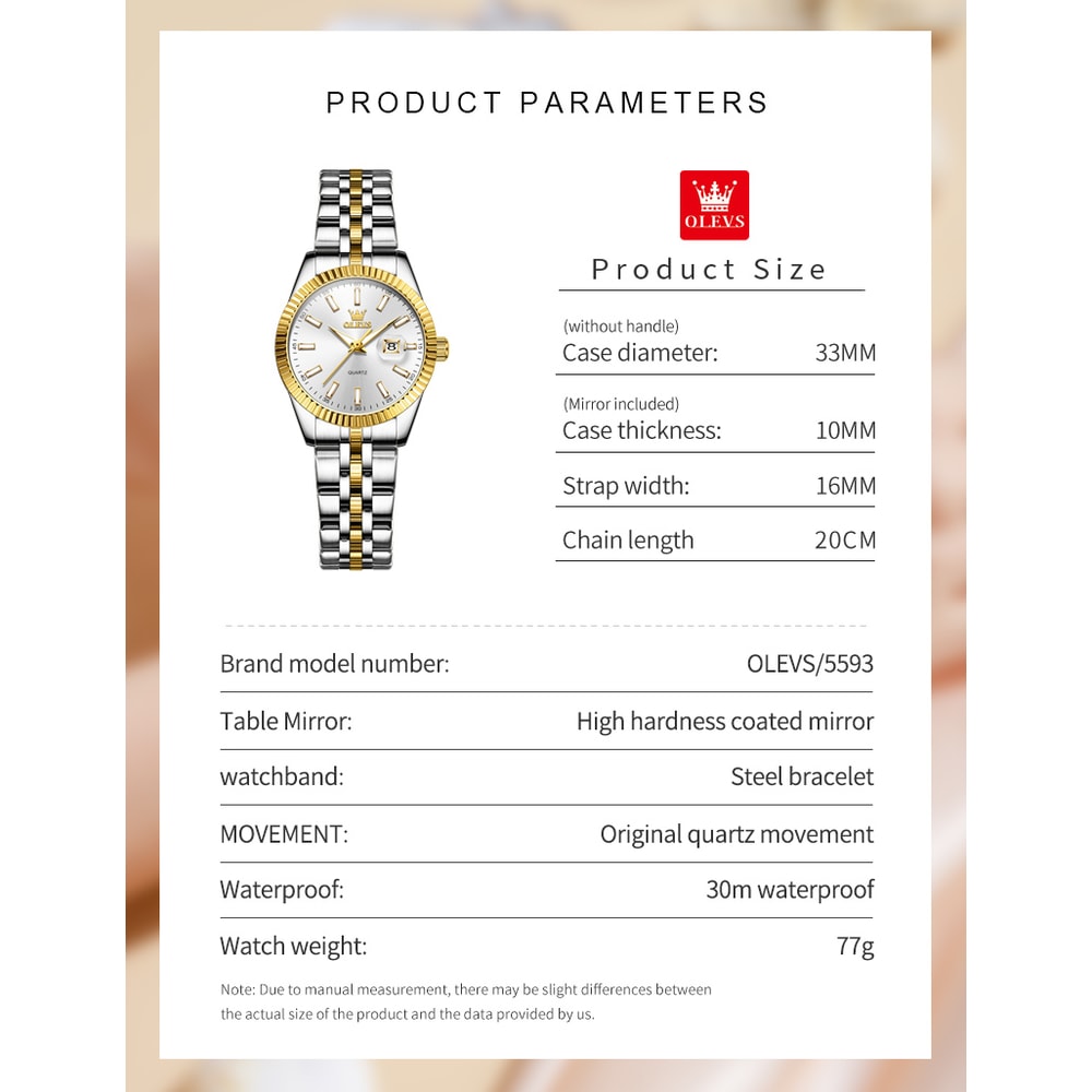 Luxury Women Watch Waterproof Stainless Steel Auto Date Quartz Wristwatch Elegant Ladies Wristwatch 2