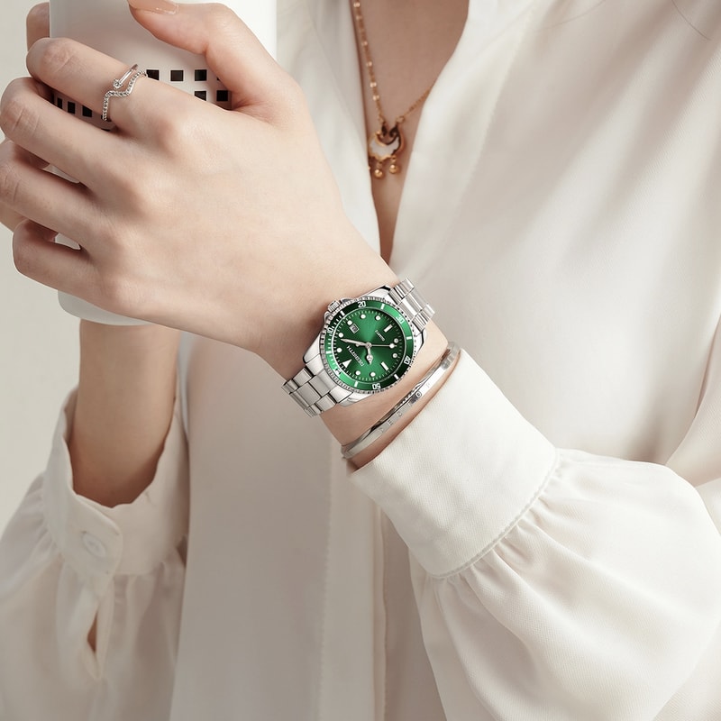 Elegant Business Classic Date Quartz Watch For Ladies With Stainless Steel Strap 1