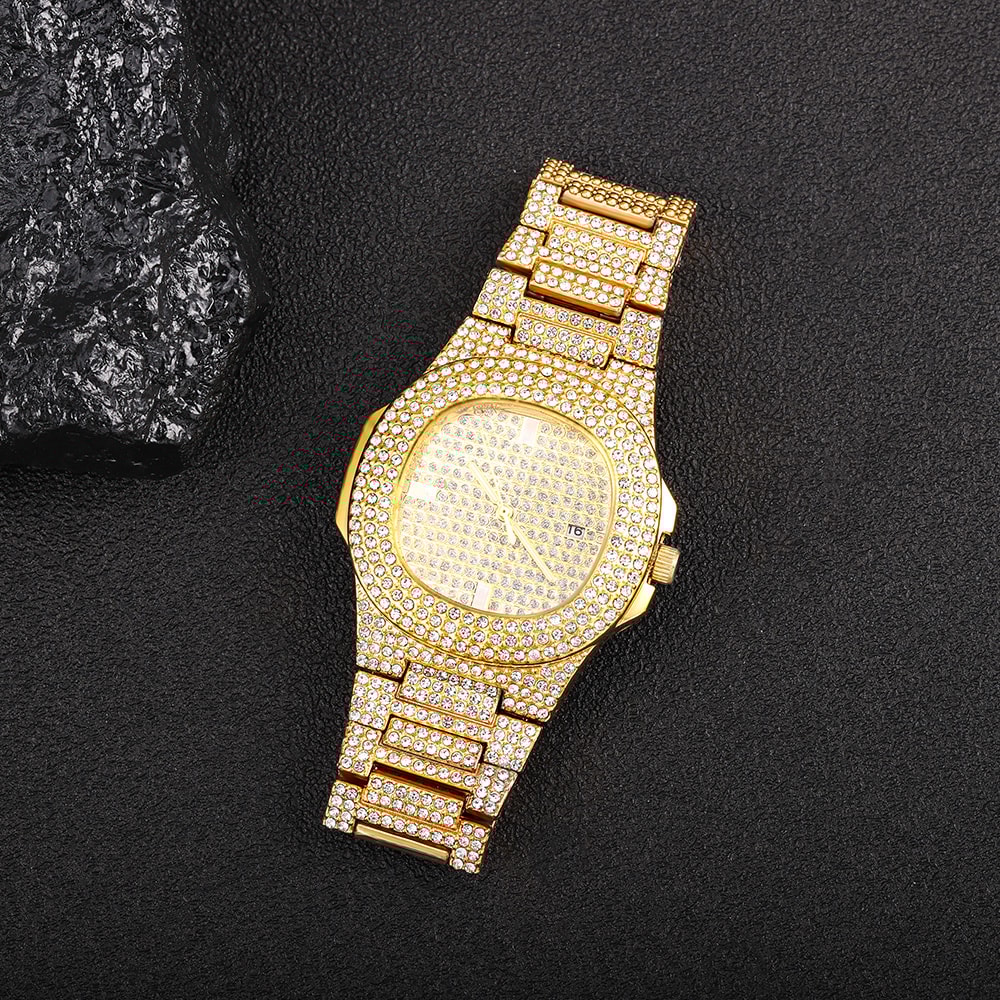 Exquisite Fashion Design Luxury DiamondEncrusted Hip Hop Watch Perfect Gift For Men And Women Casua 1