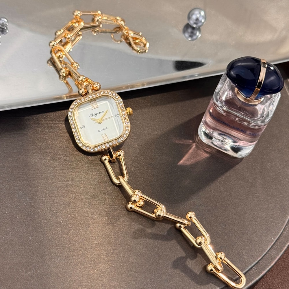 Creative Square Glass Bracelet Watch Luxury Minimalist Quartz Chain Design 1