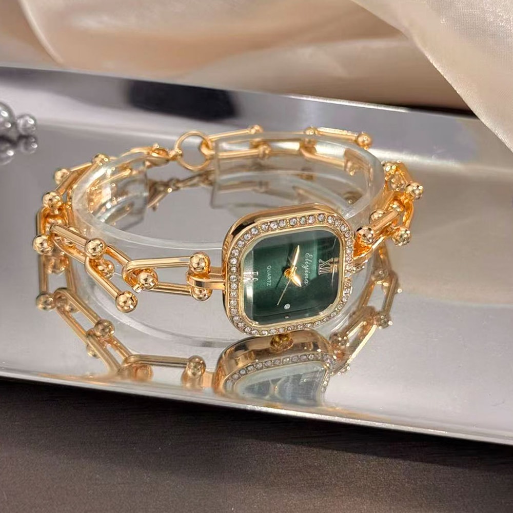 Creative Square Glass Bracelet Watch Luxury Minimalist Quartz Chain Design 2