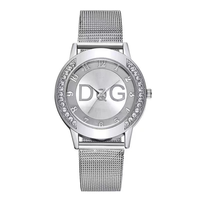 Stunning Ladies Watch With Double Diamond Ring Sand Diamond Surface Steel Mesh Strap 4