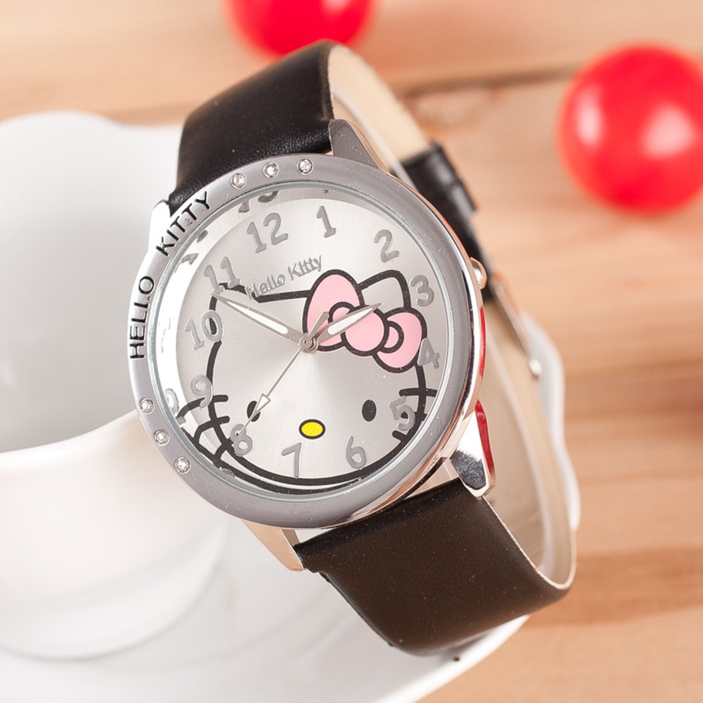 Hello Kitty Bow Digital Quartz Watch Cartoon Belt Watch With Diamond Kawaii Birthday Toy Gift 1