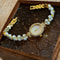 Elegant Vintage Womens Watch With Pearl Rhinestone Inlays Oval MotherOfPearl Dial For Daily Wear An 1
