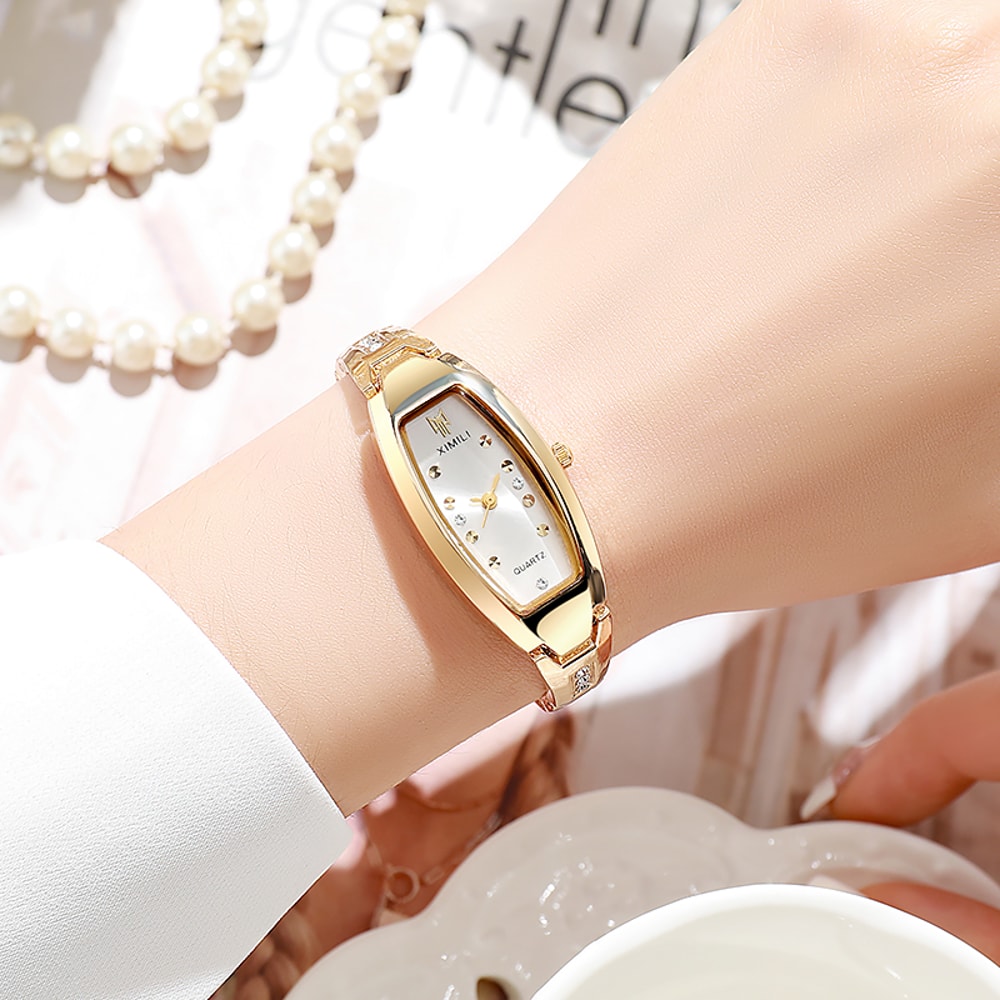 Quartz Watch for Women, Luxury Stainless Steel Strap, Diamond Bracelets Watch