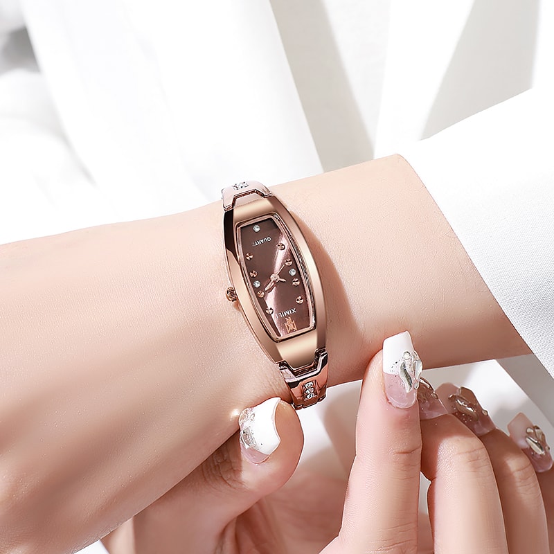 Quartz Watch for Women, Luxury Stainless Steel Strap, Diamond Bracelets Watch