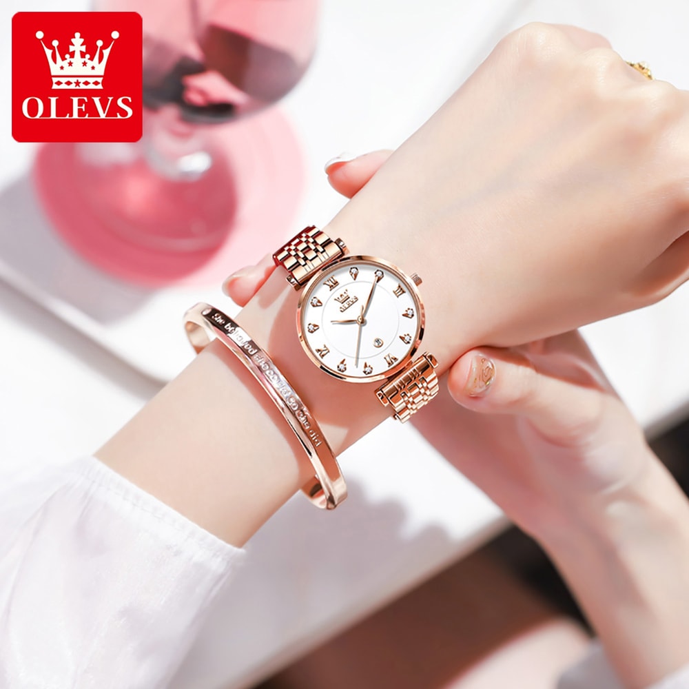 Rose Waterproof Quartz Watch For Women Original Brand Fashion Ladies Watches Date Genuine Beautiful 2