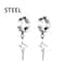 Stainless Steel Fake Non Piercing Earrings For Men Women With Punk Star Pendant Hoop Jewelry 5