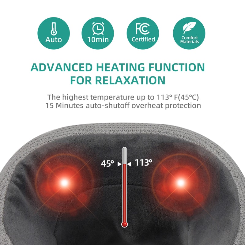 Neck Massager UShaped Massage Pillow Kneading Vibration Hot Compress For Fatigue Relief 4