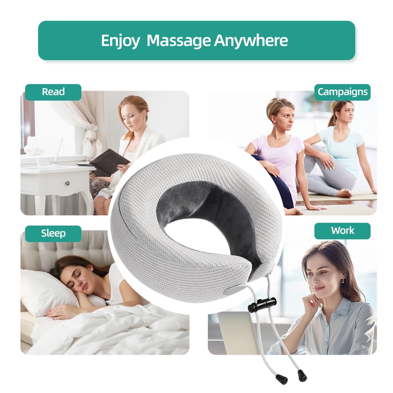 Neck Massager UShaped Massage Pillow Kneading Vibration Hot Compress For Fatigue Relief 5