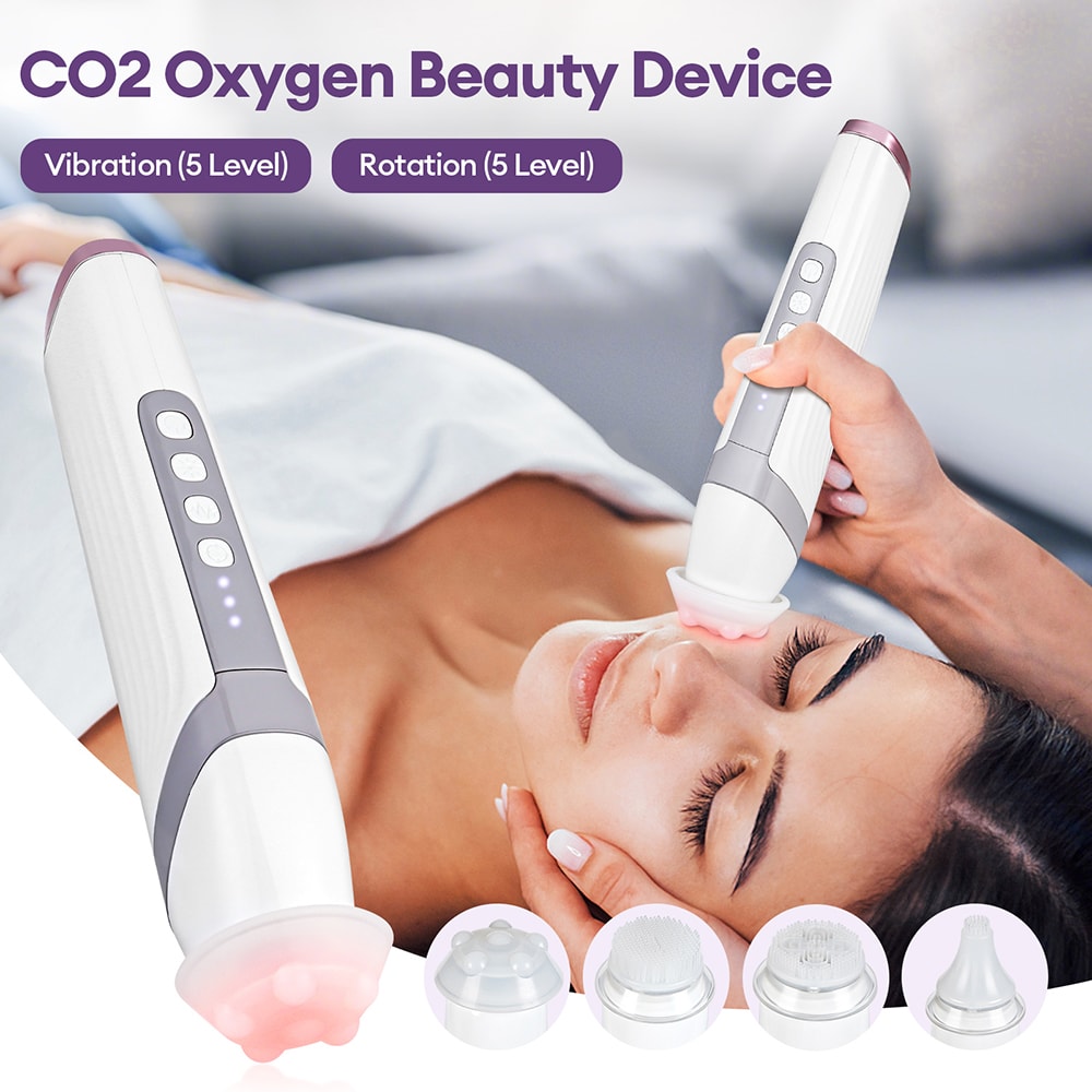 USB Rechargeable Oxygen Facial Machine, Wireless CO2 Bubble Pen for Deep Pore Cleansing and Skin Improvement