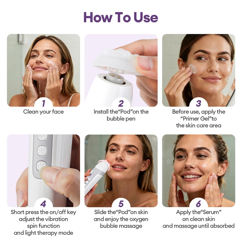 USB Rechargeable Oxygen Facial Machine, Wireless CO2 Bubble Pen for Deep Pore Cleansing and Skin Improvement