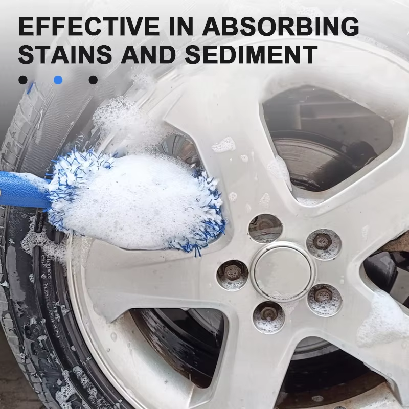 Portable Plush Car Wheel Tire Rim Cleaning Brush, Hub Dust Removal Tool