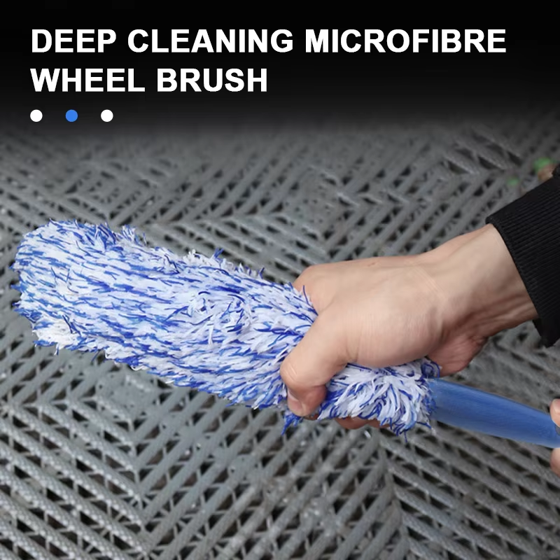 Portable Plush Car Wheel Tire Rim Cleaning Brush, Hub Dust Removal Tool
