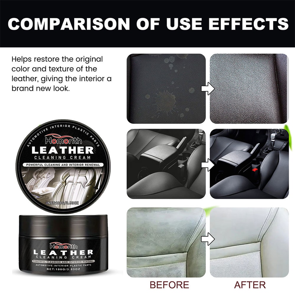 Leather Care Cream, Long Lasting Conditioner for Car Seats, Shoes, Bags, and Furniture