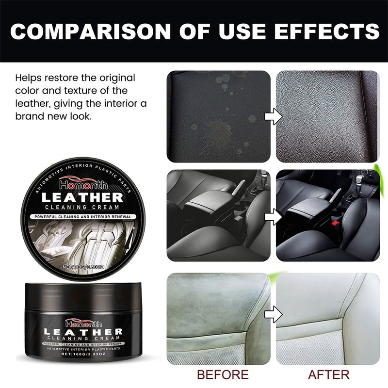 Leather Care Cream, Long Lasting Conditioner for Car Seats, Shoes, Bags, and Furniture
