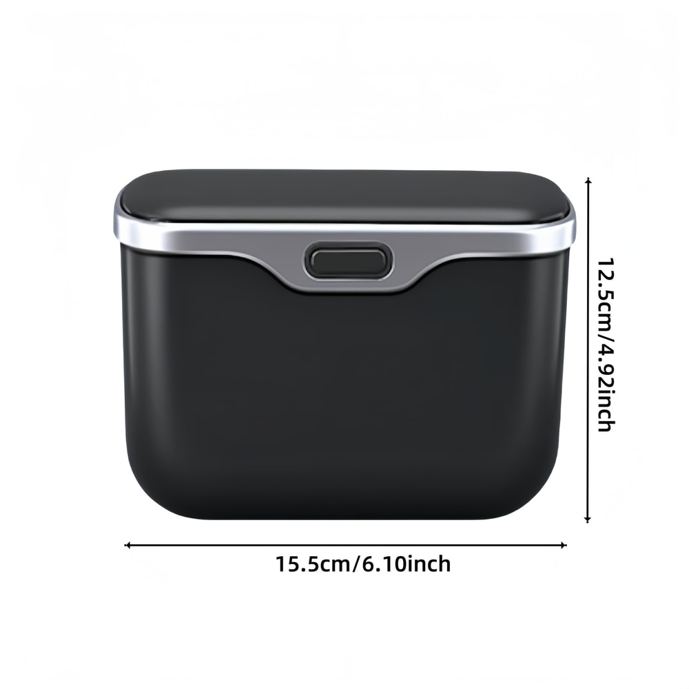 Auto Interior Organizer Box Multifunctional Car Trash Can With Lid Button Hanging Storage Bin For W 3