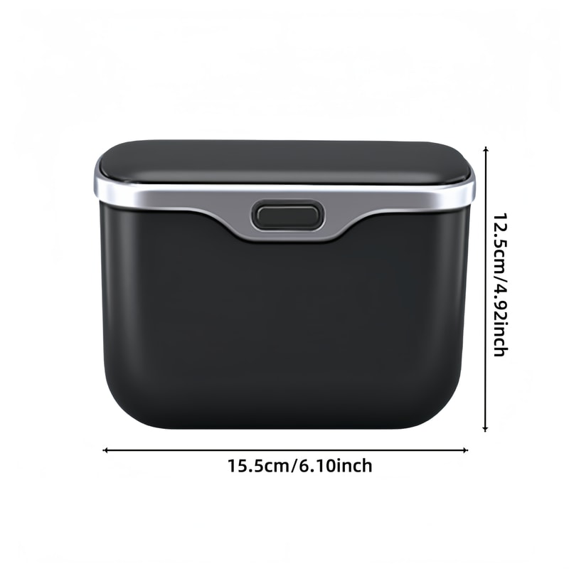 Auto Interior Organizer Box Multifunctional Car Trash Can With Lid Button Hanging Storage Bin For W 3