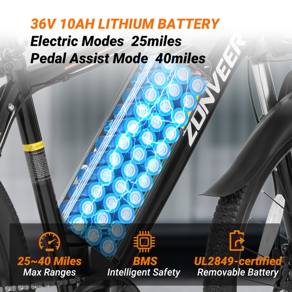 Electric Bicycle Lithium Battery 26 Inch City Ebike For Commuting Trails 2
