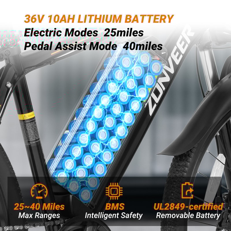 Electric Bicycle Lithium Battery 26 Inch City Ebike For Commuting Trails 2