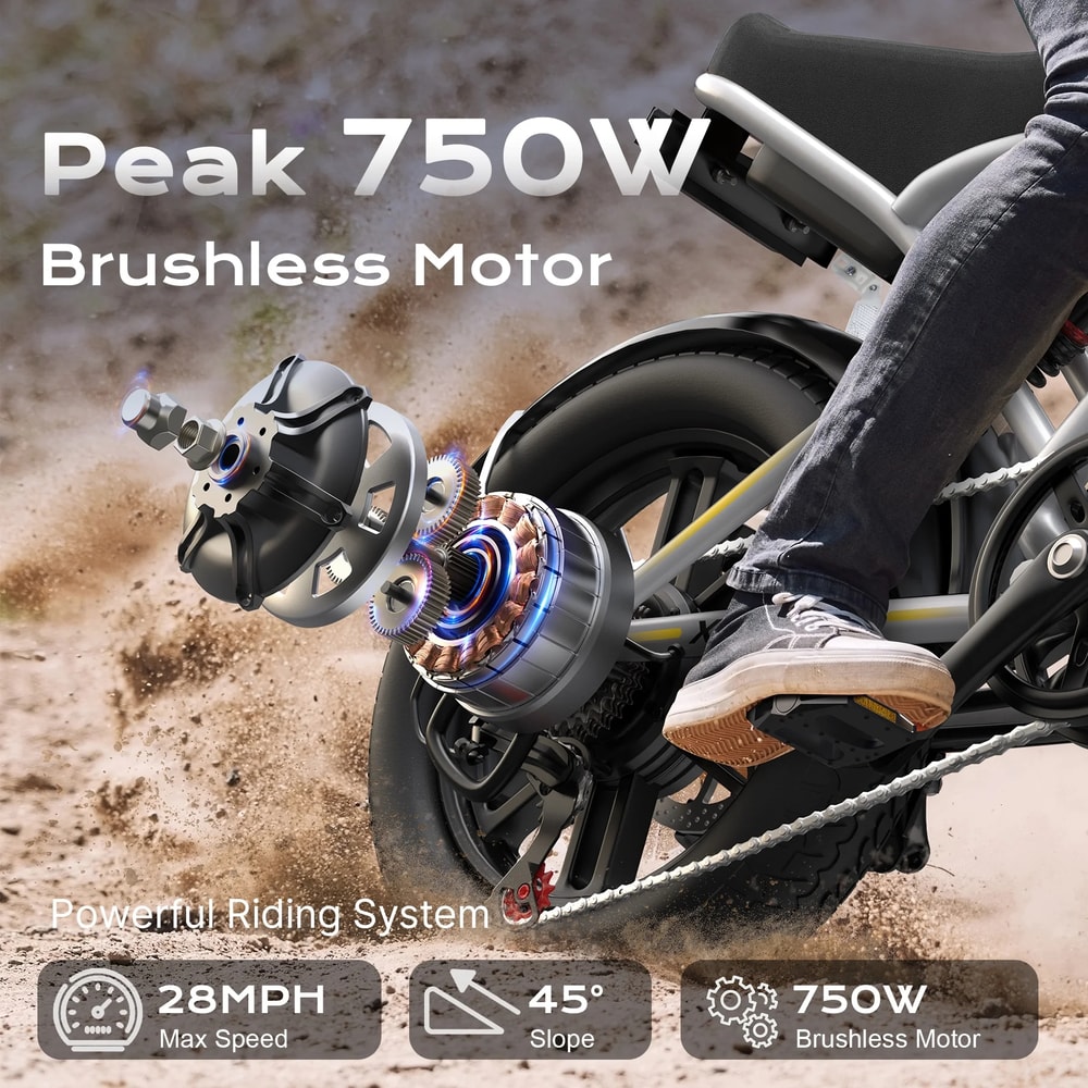 Adult Electric Bike Peak Power 13Ah Battery 28MPH Fat Tire E Bike 2