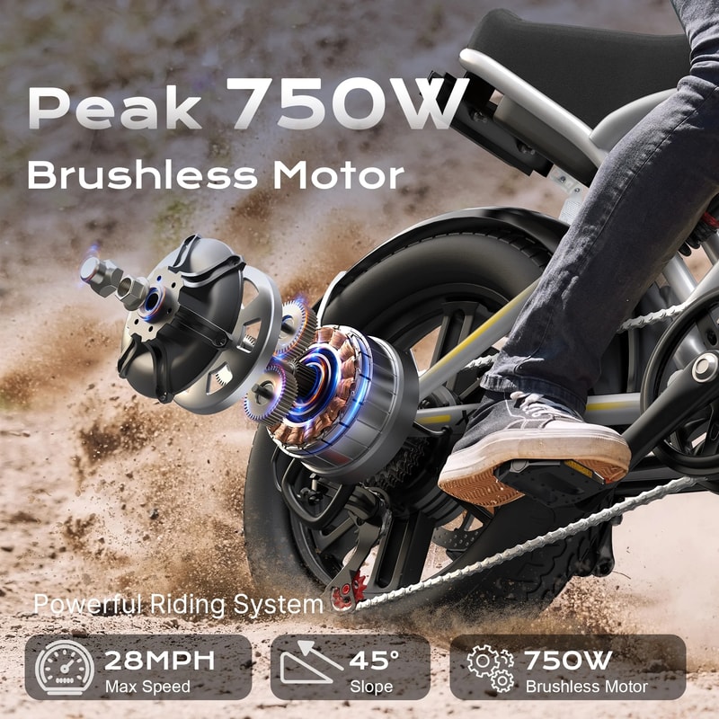 Adult Electric Bike Peak Power 13Ah Battery 28MPH Fat Tire E Bike 2