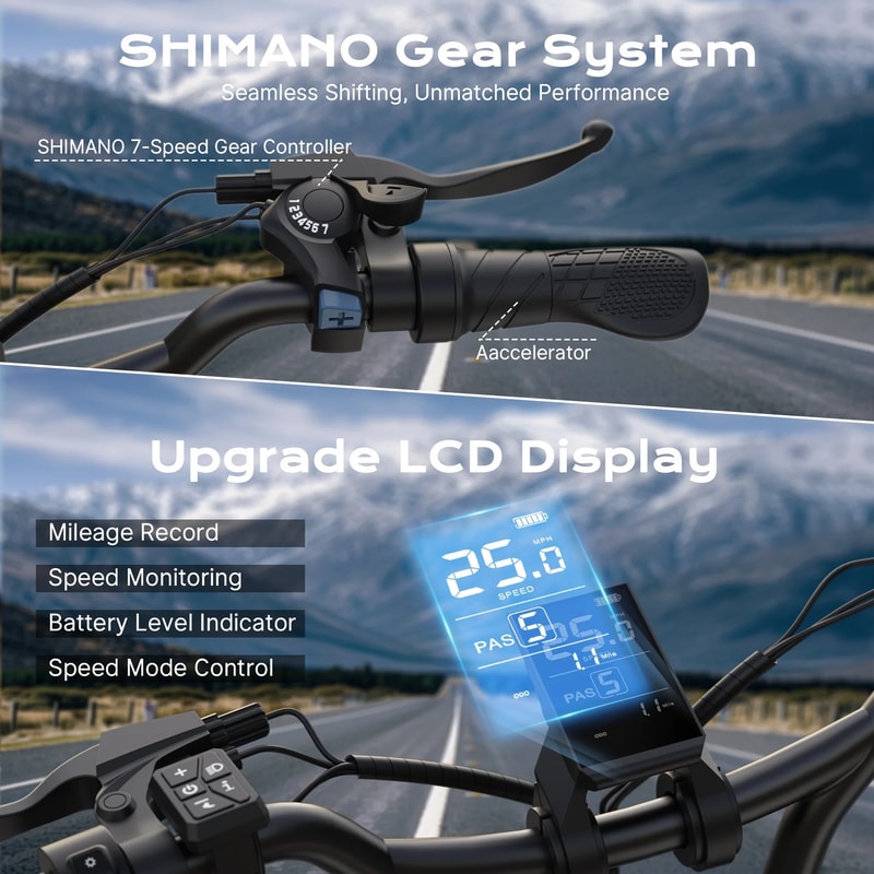 Adult Electric Bike Peak Power 13Ah Battery 28MPH Fat Tire E Bike 5