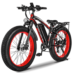 electric bike adult 26" fat tire, peak motor, 34mph speed, 60-mile range, mountain e bike