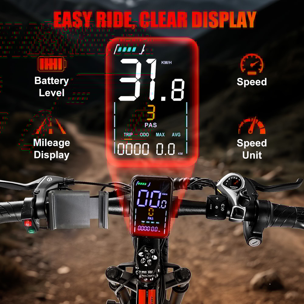 Electric Bike Adult 26 Fat Tire Peak Motor 34MPH Speed 60Mile Range Mountain E Bike 4