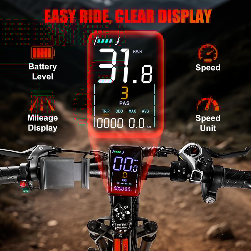 Electric Bike Adult 26 Fat Tire Peak Motor 34MPH Speed 60Mile Range Mountain E Bike 4