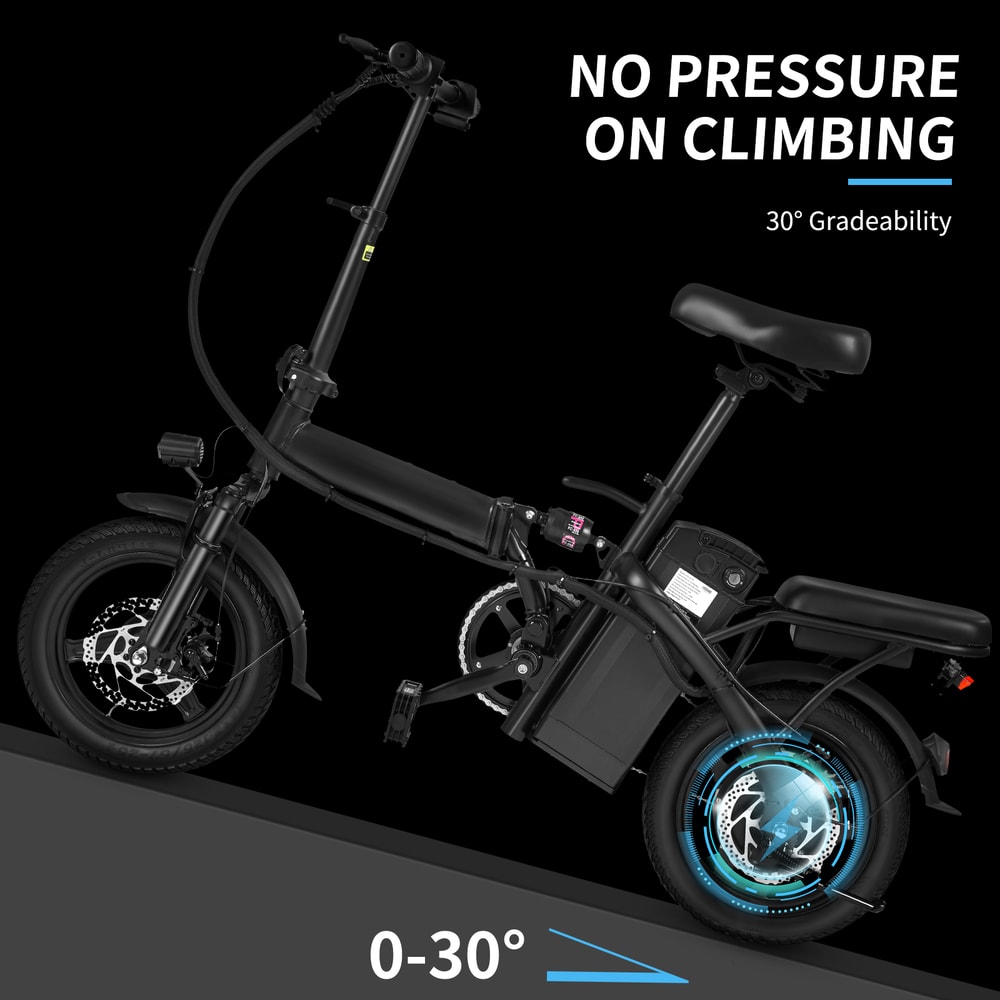Foldable Electric Bicycle With Dual Disc Brakes 48V104Ah Battery 14 Inches 22 Mile Range 20MPH Spee 3