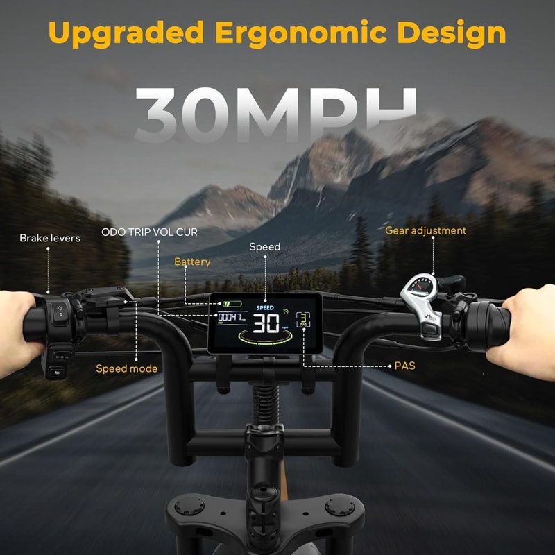 High-Speed Moped Style Electric Bike for Adults, Fat Tires, 30mph Top Speed