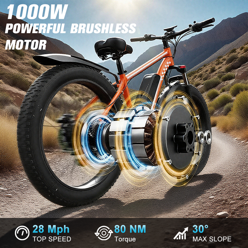 Electric Bicycle Lithium Battery Disc Brake 26x4 Inch Fat Tire Snow Ebike 2
