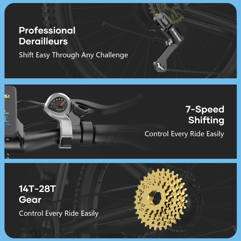 E Bike For Adults 7Speed Waterproof Pedal Assist 26 Electric Mountain Bike 4