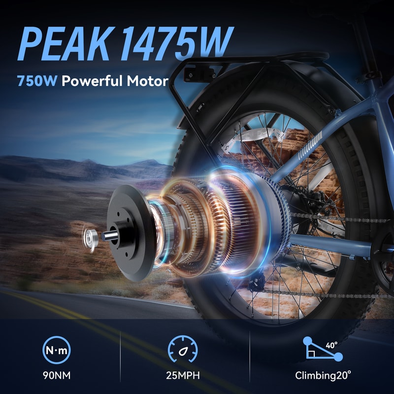 Electric Bike Fat Tire Electric Bike Peak Motor EBike For Adults 720WH Battery Up To 60 Miles 1