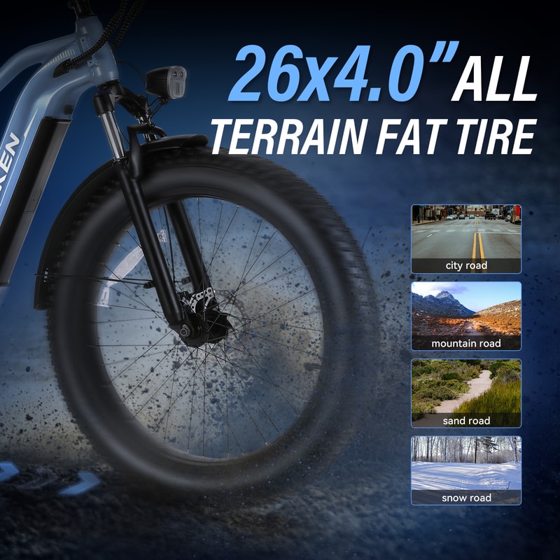 Electric Bike Fat Tire Electric Bike Peak Motor EBike For Adults 720WH Battery Up To 60 Miles 4