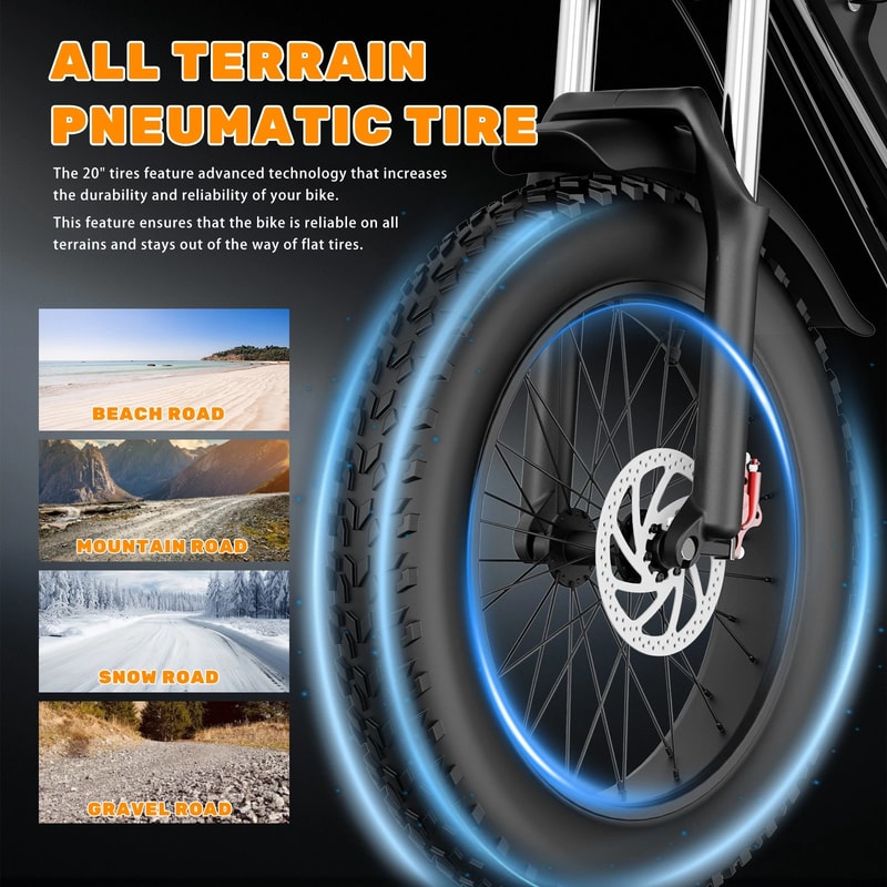 Electric Bike For Adults 20Ah Removable Battery 20 Fat Tires Mountain Sand Ebike 3