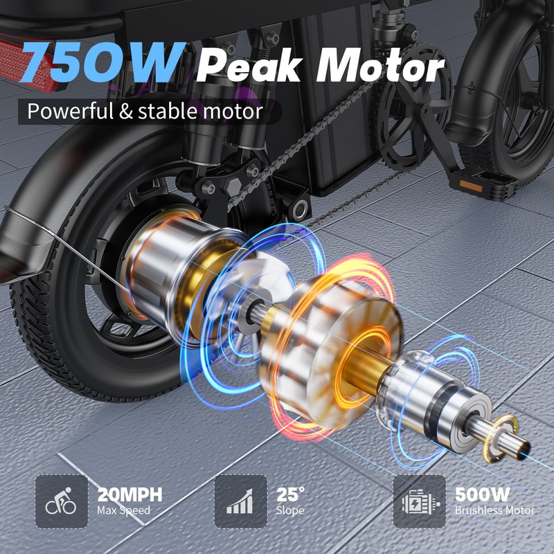 Folding Electric Bike For Adults 35 Miles 20MPH Commputer Ebike With Removable Battery 2