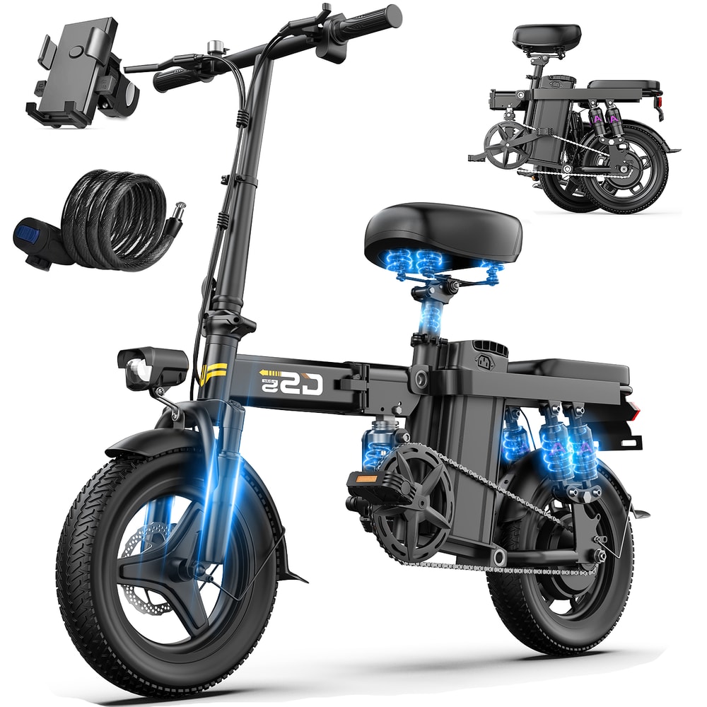 Folding Electric Bike For Adults 35 Miles 20MPH Commputer Ebike With Removable Battery 0