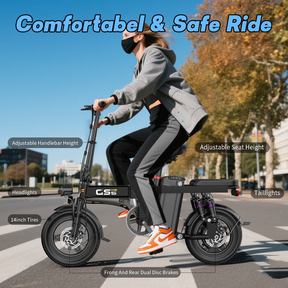 Folding Electric Bike For Adults 35 Miles 20MPH Commputer Ebike With Removable Battery 5