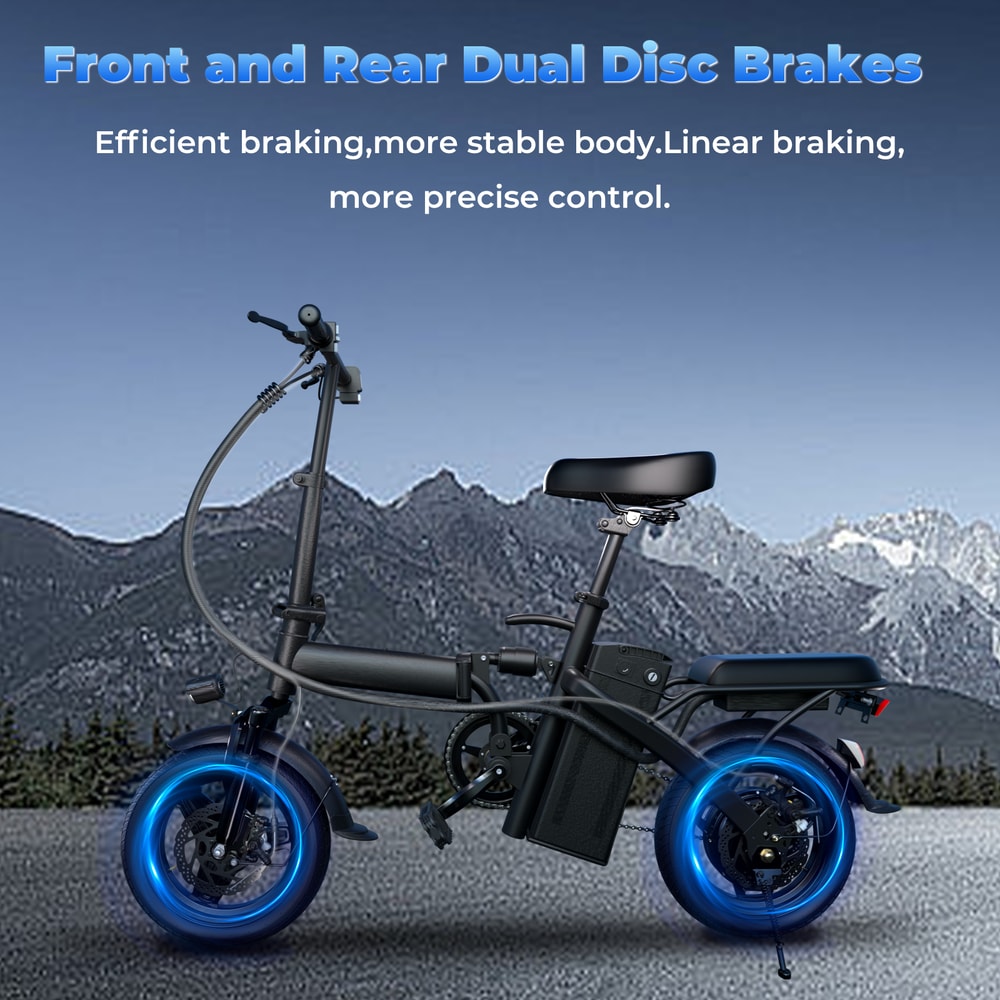 Adult Electric Bike 20 MPH Removable Battery 14 Inch Folding Electric Bike 4