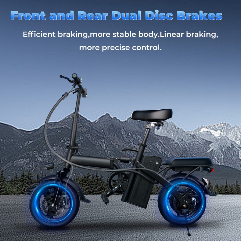 Adult Electric Bike 20 MPH Removable Battery 14 Inch Folding Electric Bike 4