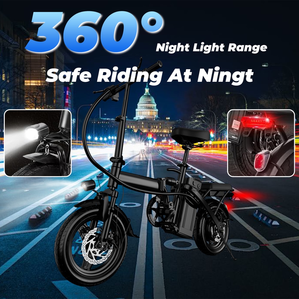 Adult Electric Bike 20 MPH Removable Battery 14 Inch Folding Electric Bike 5