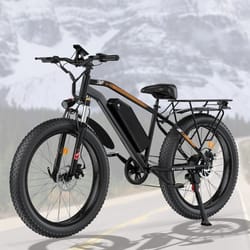 adult fat tire e-bike, peak motor, fast e-mountain bike, 26" all terrain e-bike, 60 miles range