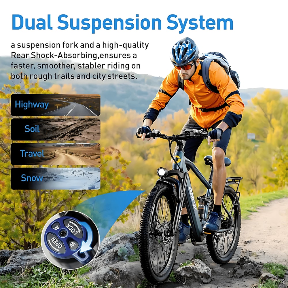 Electric Bike For Adults With Peak Brushless Motor 40Miles 25MPH Commuting Electric Mountain Bike 3