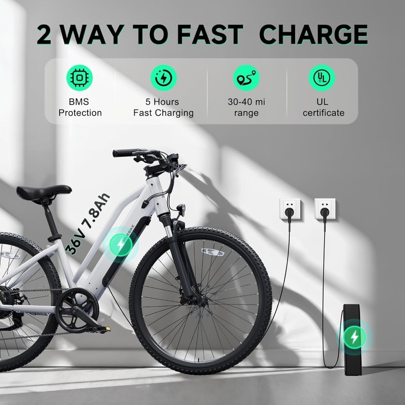 Electric Bike for Adults, 25 MPH E-Bike with Battery, 50 Miles Range