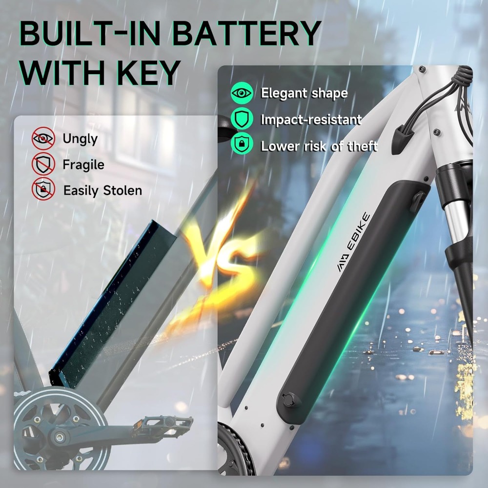 Electric Bike for Adults, 25 MPH E-Bike with Battery, 50 Miles Range