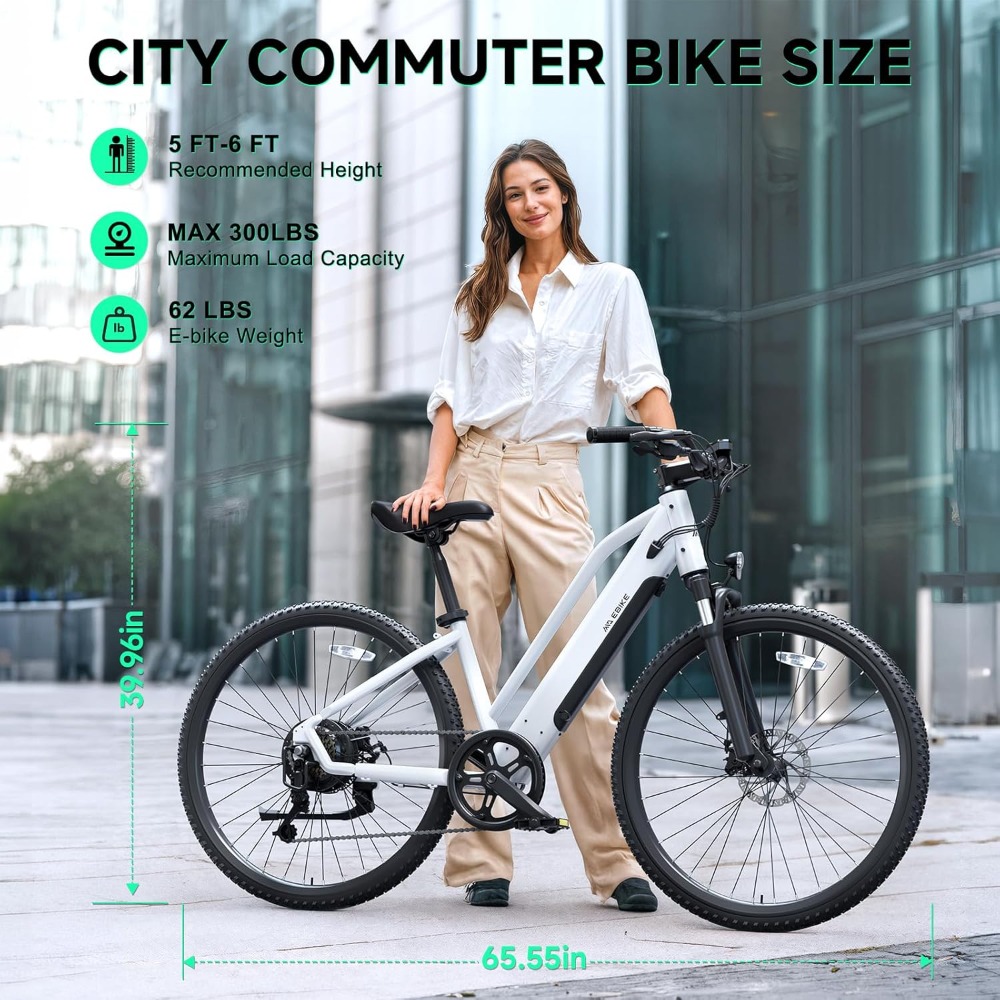 Electric Bike for Adults, 25 MPH E-Bike with Battery, 50 Miles Range