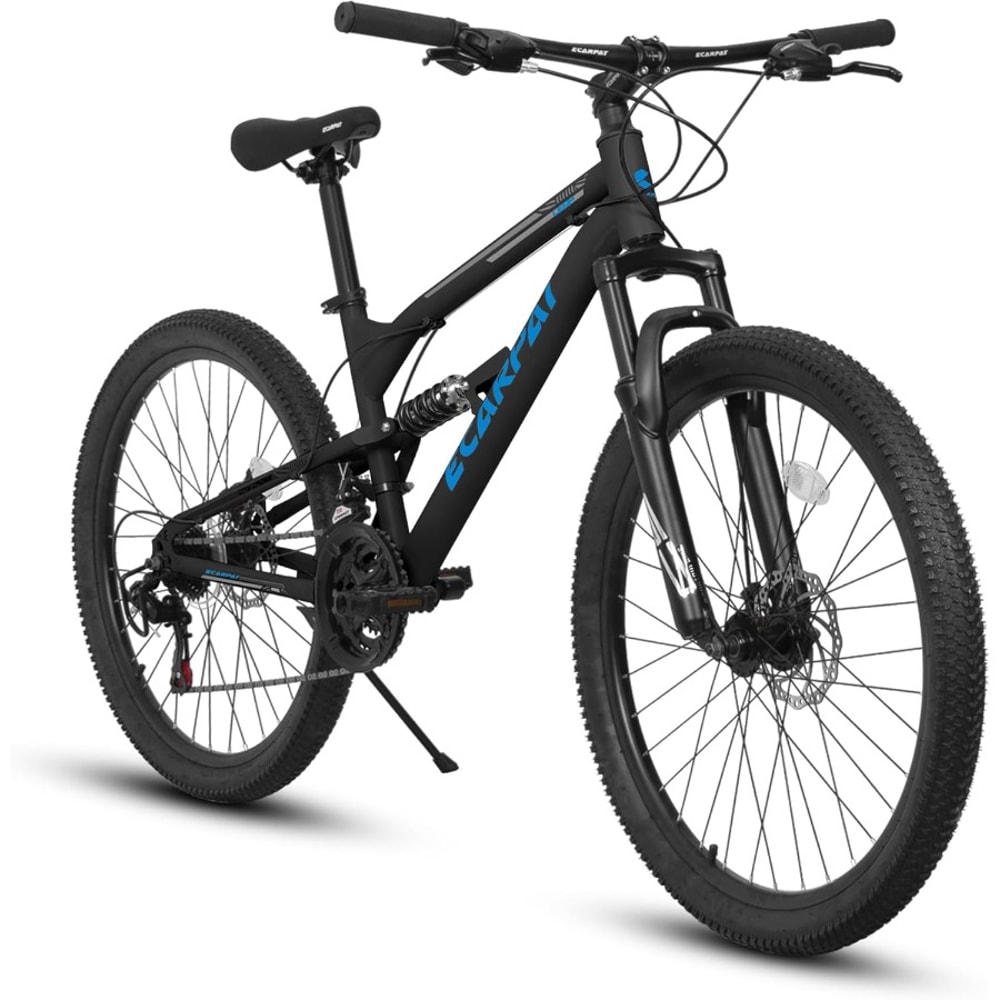 Mountain Bike Full Front Suspension for Men and Boys, Gear System, Steel Frame Dual Disc