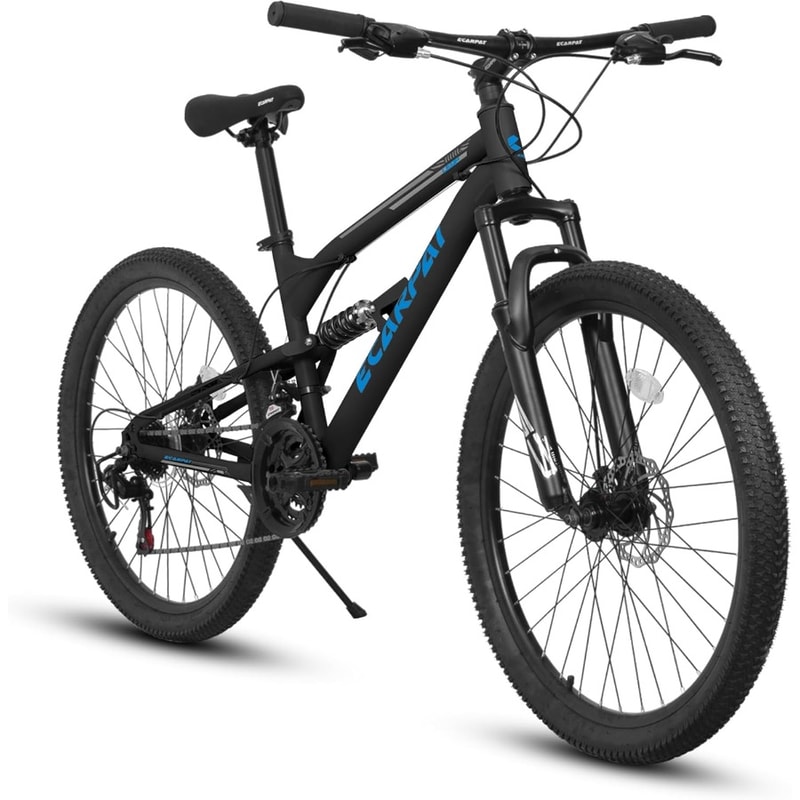 Mountain Bike Full Front Suspension for Men and Boys, Gear System, Steel Frame Dual Disc